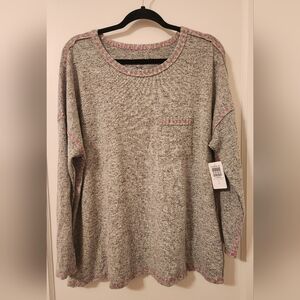 NWT Torrid Plus Size 0x L 12 Pink Gray Crew Neck Sweater Super Soft Relaxed Fit